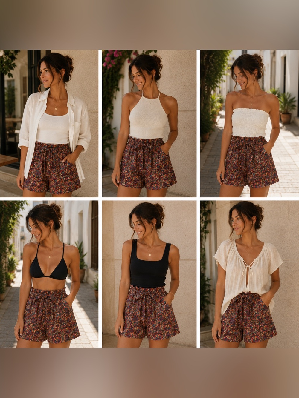Floral Paperbag Waist Shorts
